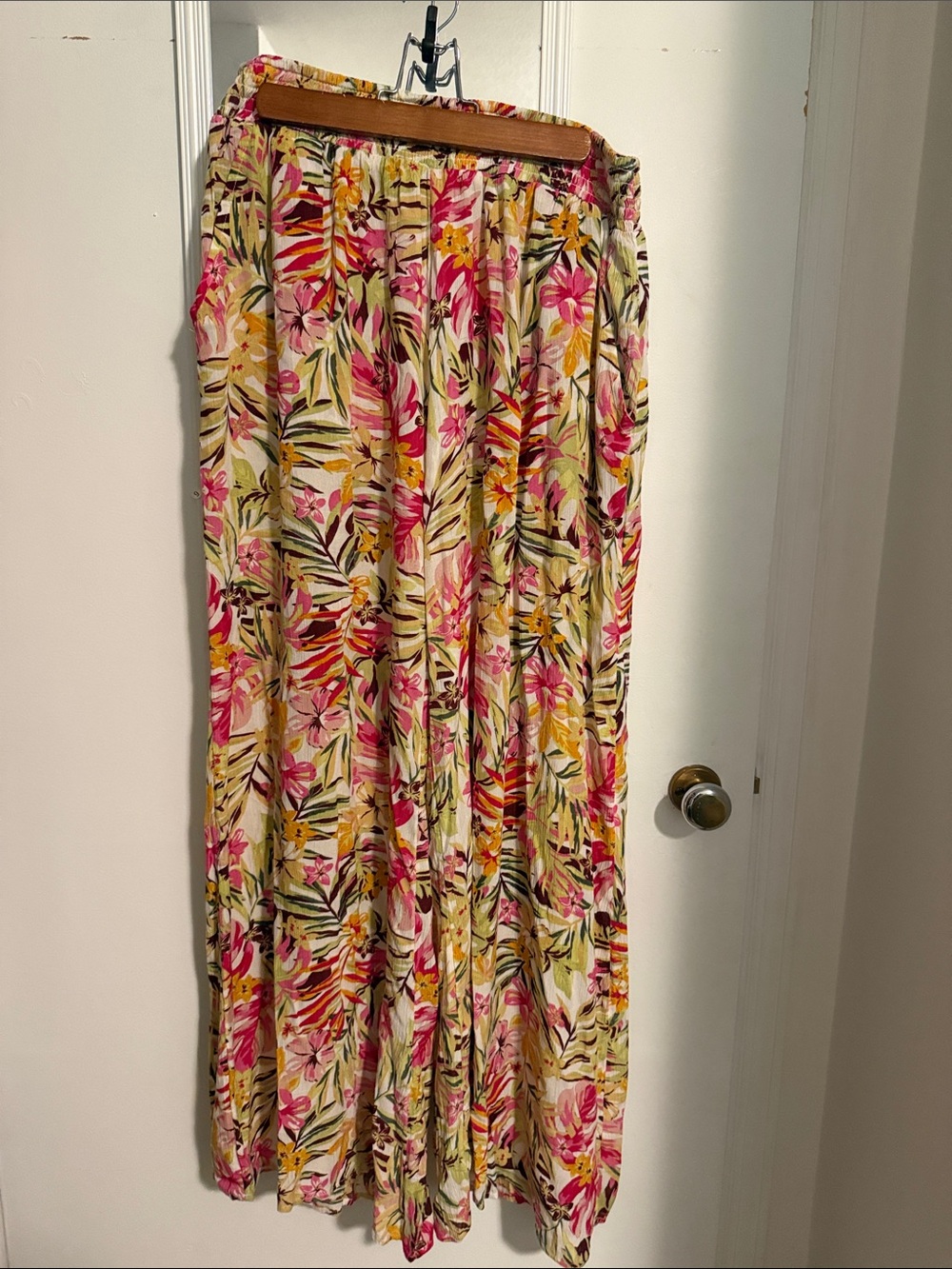 Floral Maxi Skirt - Pink, Yellow & Green Tropical Print
